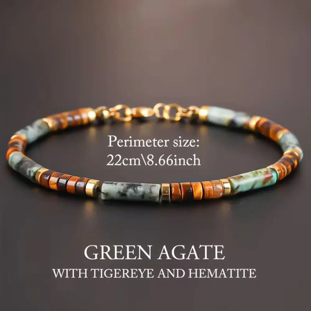 Men'S Bracelet African Turquoise Tiger'S Eye Beads Bohemian Natural Stone New